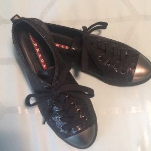 Prada Lace Up Pailettes